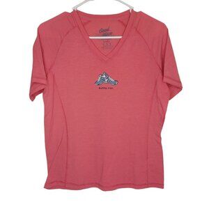 Life is good womens medium pink gotta run graphic short sleeve v neck